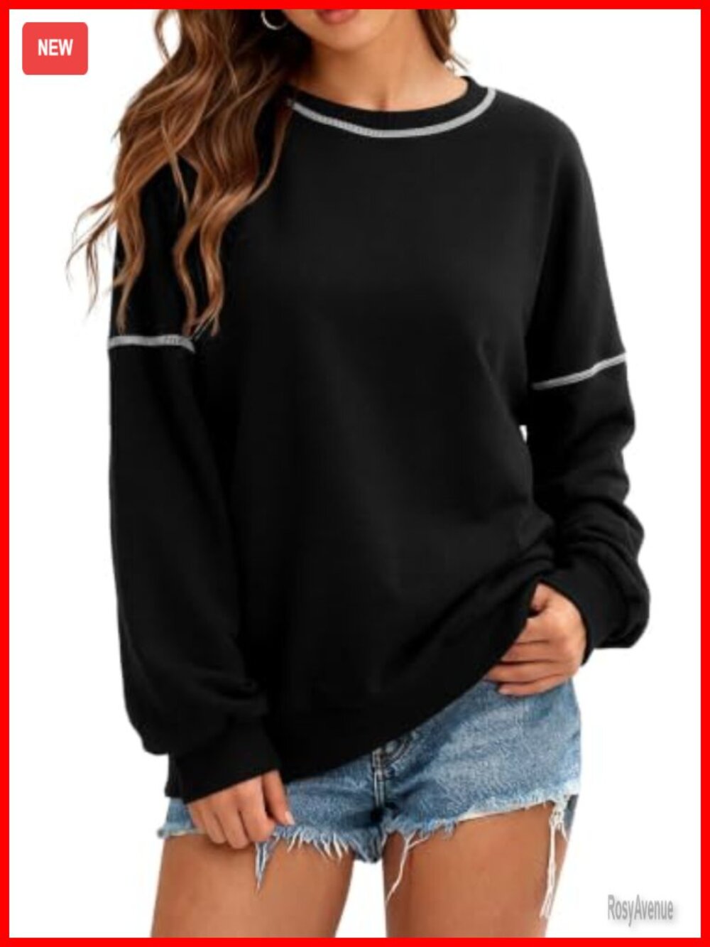 Women's Crew Neck Pullover Sweatshirt Casual Long Sleeve Top